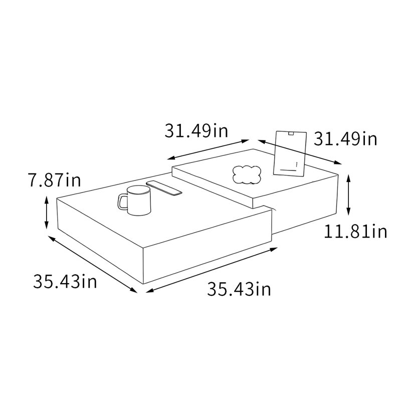 Ensemble de tables basses Minimalisme, Brun/blanc/gris, Brun/blanc/gris