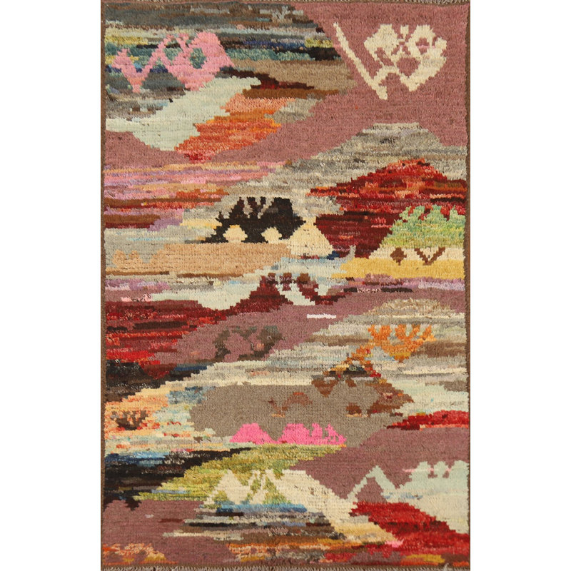 Tapis oriental marocain abstrait en laine 4 x 6