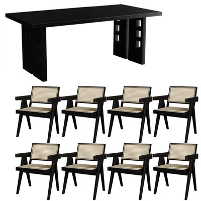 French style vintage solid wood dining table set