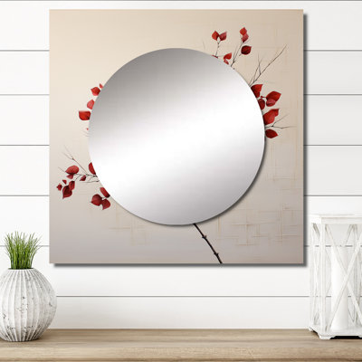Kenhorst - Minimalist Garnet Grace Leafy Dreamscape I Leaves Square Mirror For Wall Art Decor