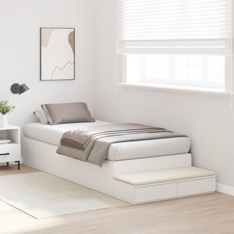 Vidaxl Storage Bed Frame, European Single (90 x 200 cm), White