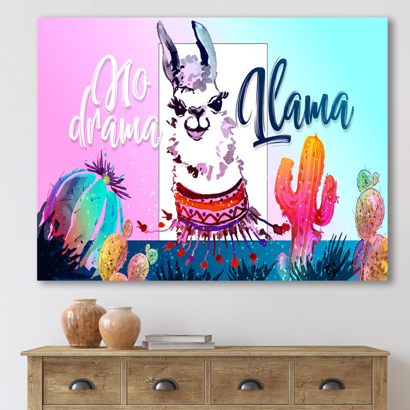 No Drama Llama - Photographie sur toile, H 30 po x l 40 po x p 1 po, Toile tendue