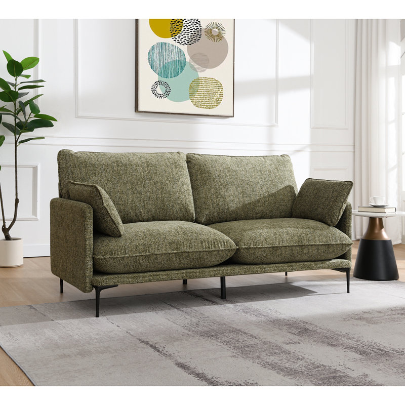 Canapé en tissu vert avec 2 coussins (coussin compressé) Dalton, Vert