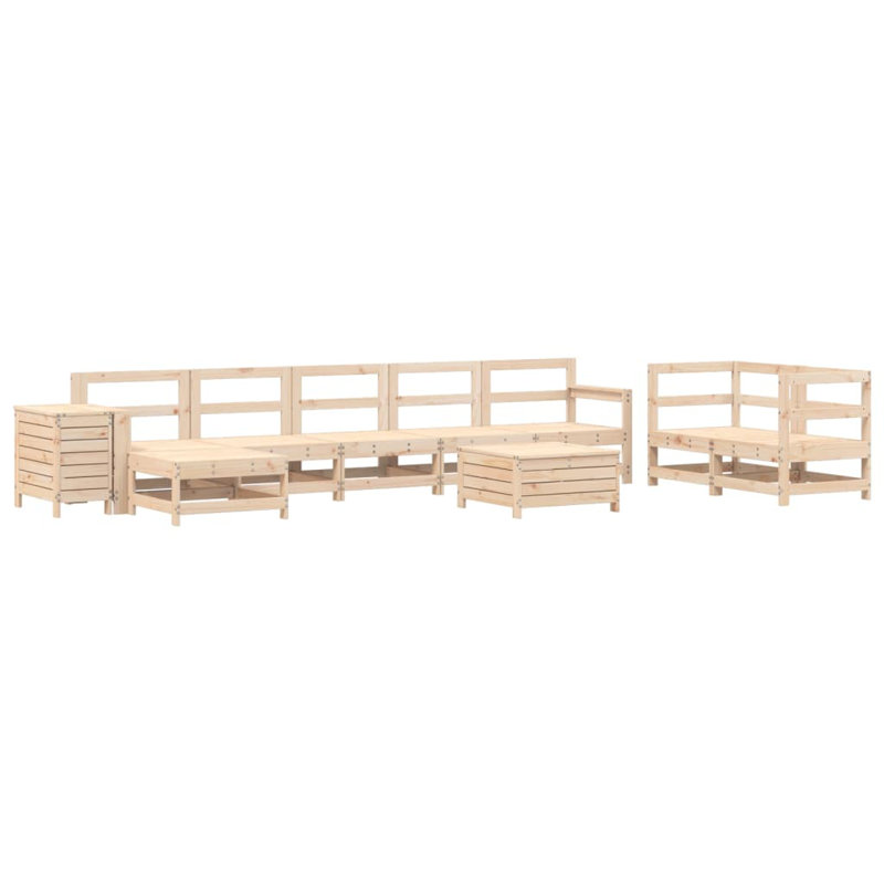 Wicker 9 - Person Garden Lounge Set, Natural Pine