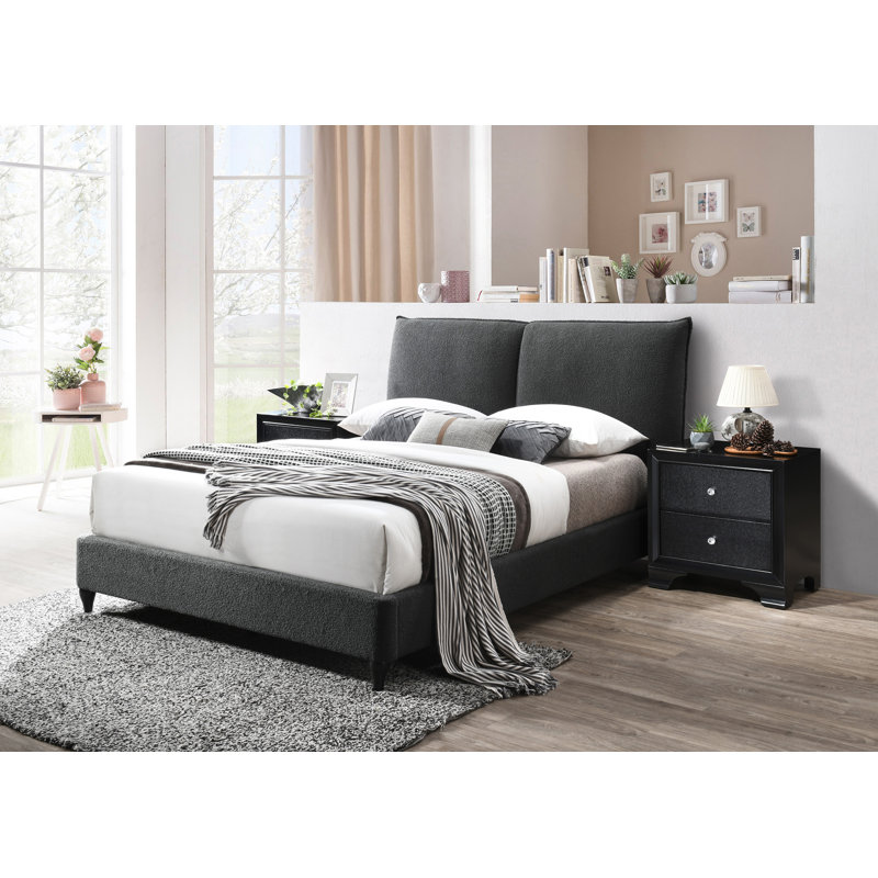 Ensemble de chambre avec lit tapissier Giulietta, Gris anthracite, Très grand