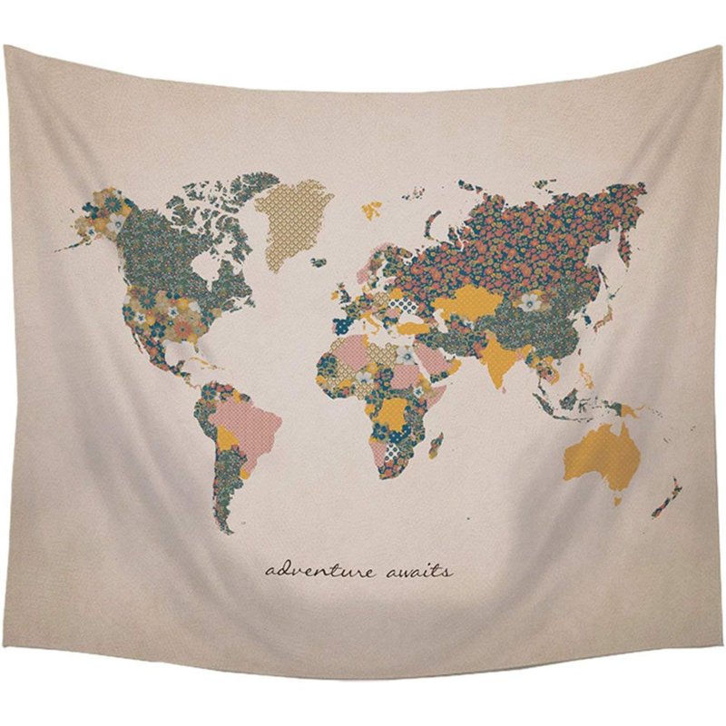 «Adventure Awaits World Map», tapisserie murale