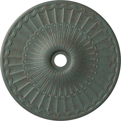 Endurathane Galveston Ceiling Medallion, 36 5/8"OD x 3 5/8"ID x 2 3/8"P (Fits Canopies up to 4 3/4"), Hand-Painted Cloud Burst Crackle Finish