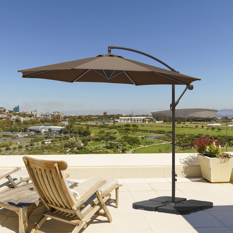 Parasol déporté Hartt de 3 m, Brun