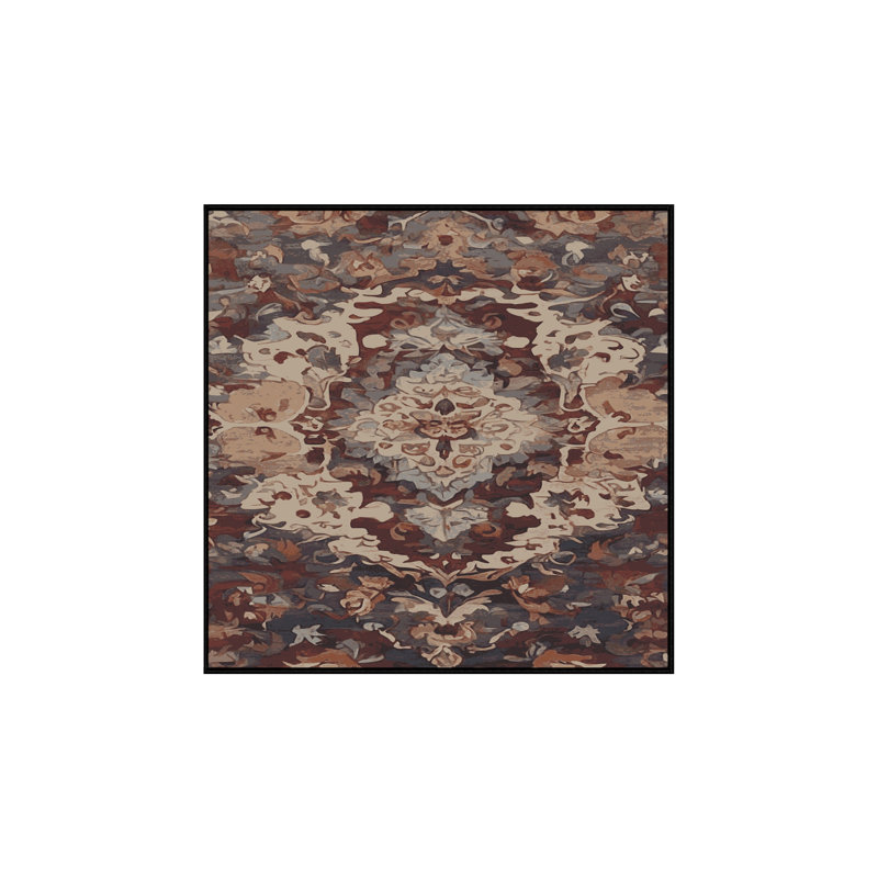 Machine Washable Brown Area Rug, Square 6'