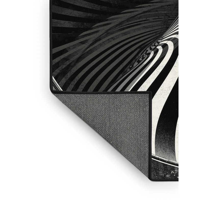 Tapis gris moelleux et éclectique à motif arc-en-ciel doux et moelleux Elina Vert, 5 x 8