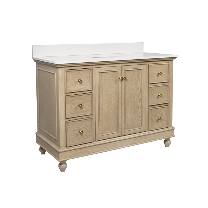 Dorismar 48" Single Bathroom Vanity Set, Greige Oak, Engineered White
