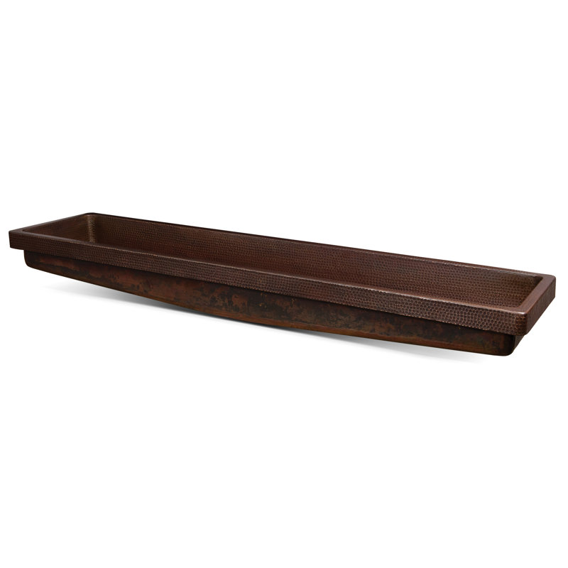 Lavabo vasque rectangulaire en cuivre martelé à jupe 60 "