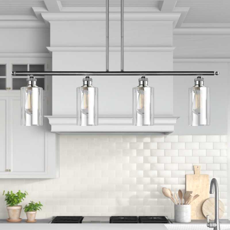 Cloverdale 4 - Light Kitchen Island Pendant, LED, Clear, Polished Chrome