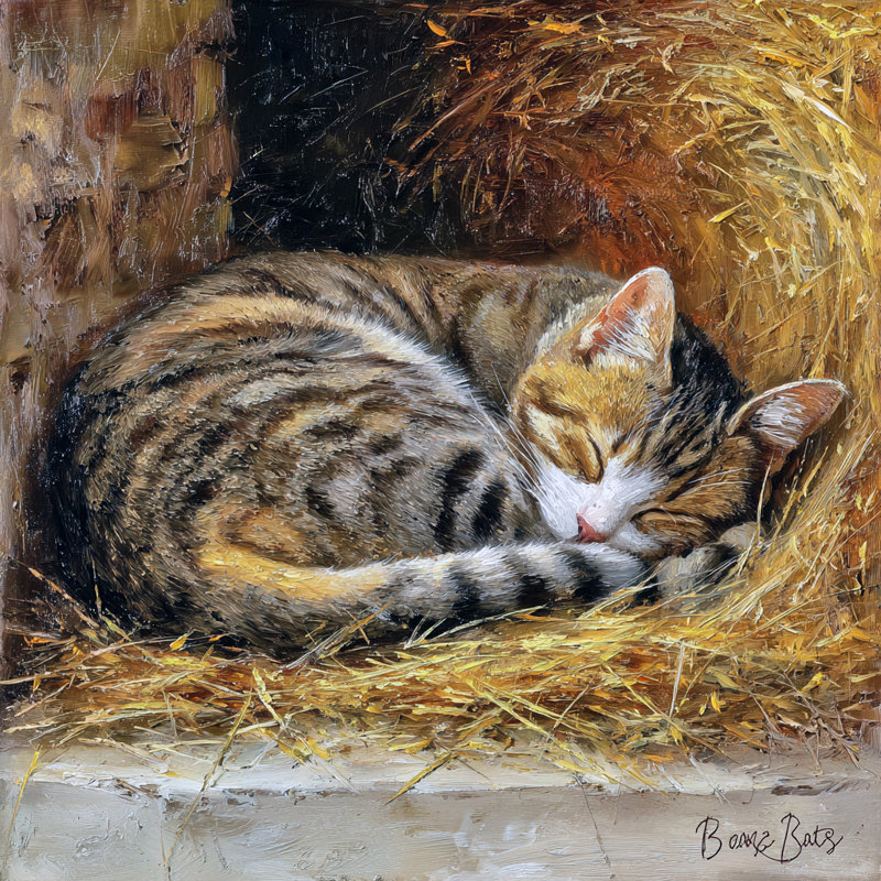"Nestled in Straw", art mural sur toile tendue, H 20 po x l 20 po