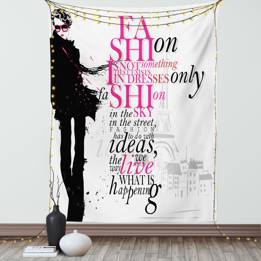 Wandbehang Frau in Paris im Herbst Inspirational Words Vogue Thema