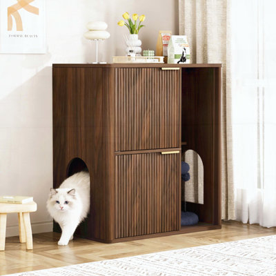 Litière pour chat en noyer avec arbre à chat