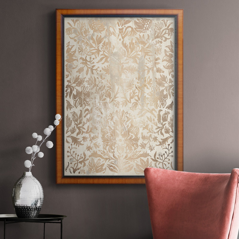 Toile encadrée noyer damassé de qualité supérieure - prête à être accrochée, H 20 po x l 16 po x P 2,5 po