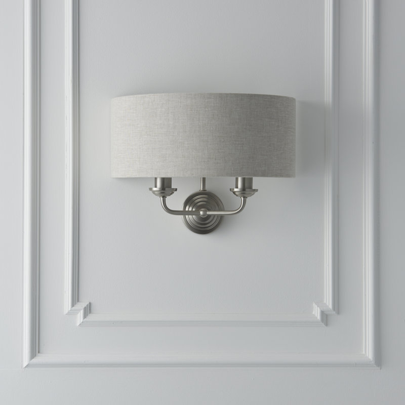 Landover Armed Sconce, Brushed Chrome, Natural