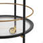 Chariot-bar rond moderne avec tablettes en verre trempé et accents dorés