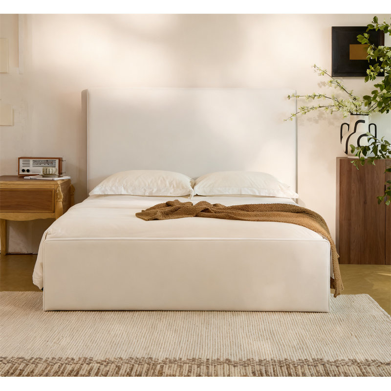 Lit tapissier de 52 po de hauteur, Blanc, Grand