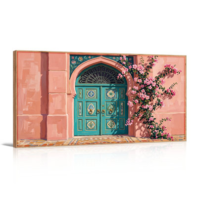 Ensemble de 1 tableau sur toile turquoise « Porte »