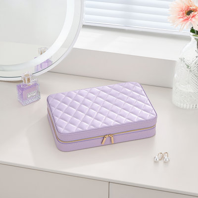 Coffret à bijoux de voyage, grande boîte à bijoux avec miroir et pochette de rangement transparente