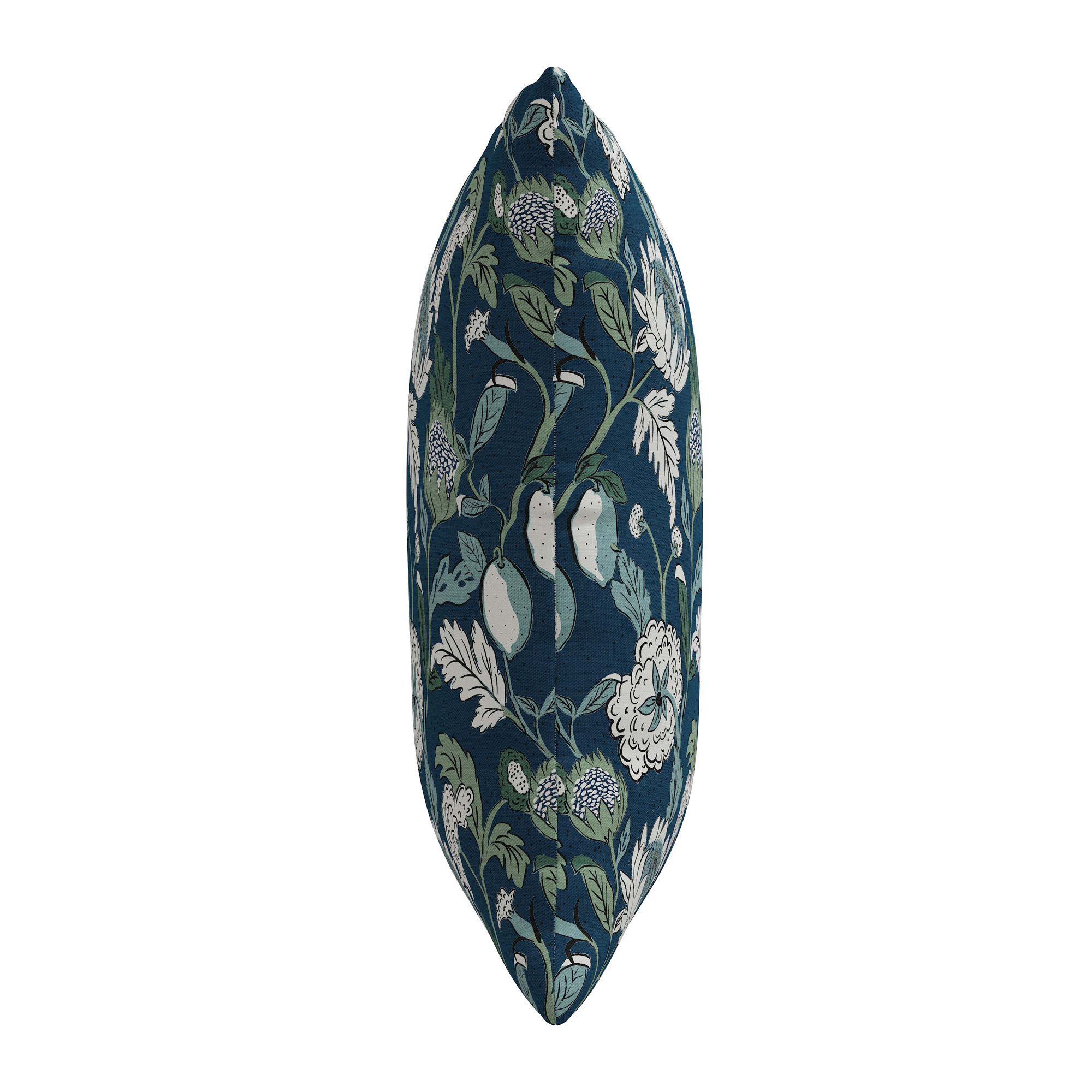 Arkins Floral Cotton Throw Pillow, 20, Feathers, Navy