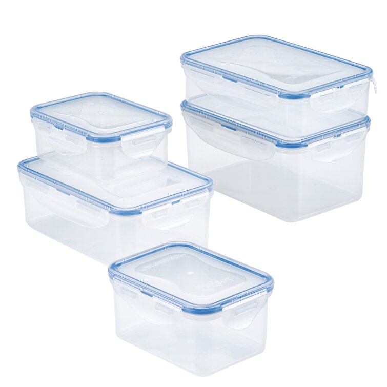 LOCK & LOCK Easy Essentials Food Storage lids/Airtight Plastic, containers,  BPA Free, 14-Piece, Clear