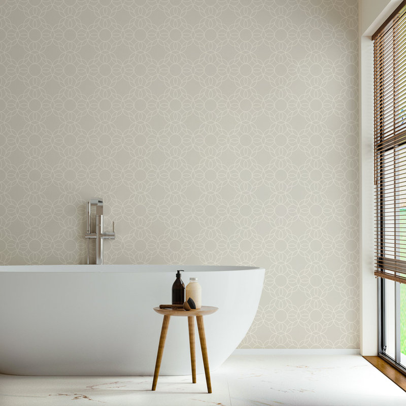 Bloom Ring - Alabaster Wallpaper, Non-Pasted, Beige; Cream, Faux Grasscloth