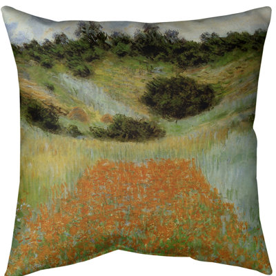 Claude Monet Poppy Field in a Hollow Throw Pillow