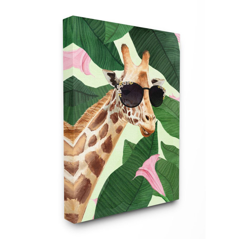 « mode giraffe drôle painting tropical painting », impression sur toile, Toile tendue, H 20 po x l 16 po x P 1,5 po