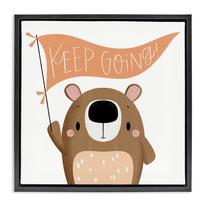Cadre flottant Motivation Bear Keep Going, design par Sarah Hickman, Cadre flottant noir de jais, H 18 po x l 18 po