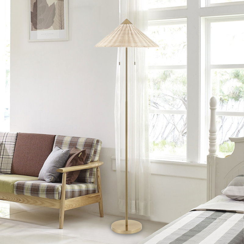 65.4" 2-Light Floor Lamp with Cone-Shaped Shade