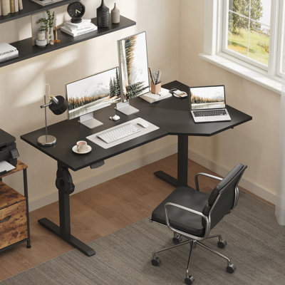 55" L Shaped Standing Desk for Home Office,Electric Height Adjustable Desk With Memory Controller,Easy to Assemble