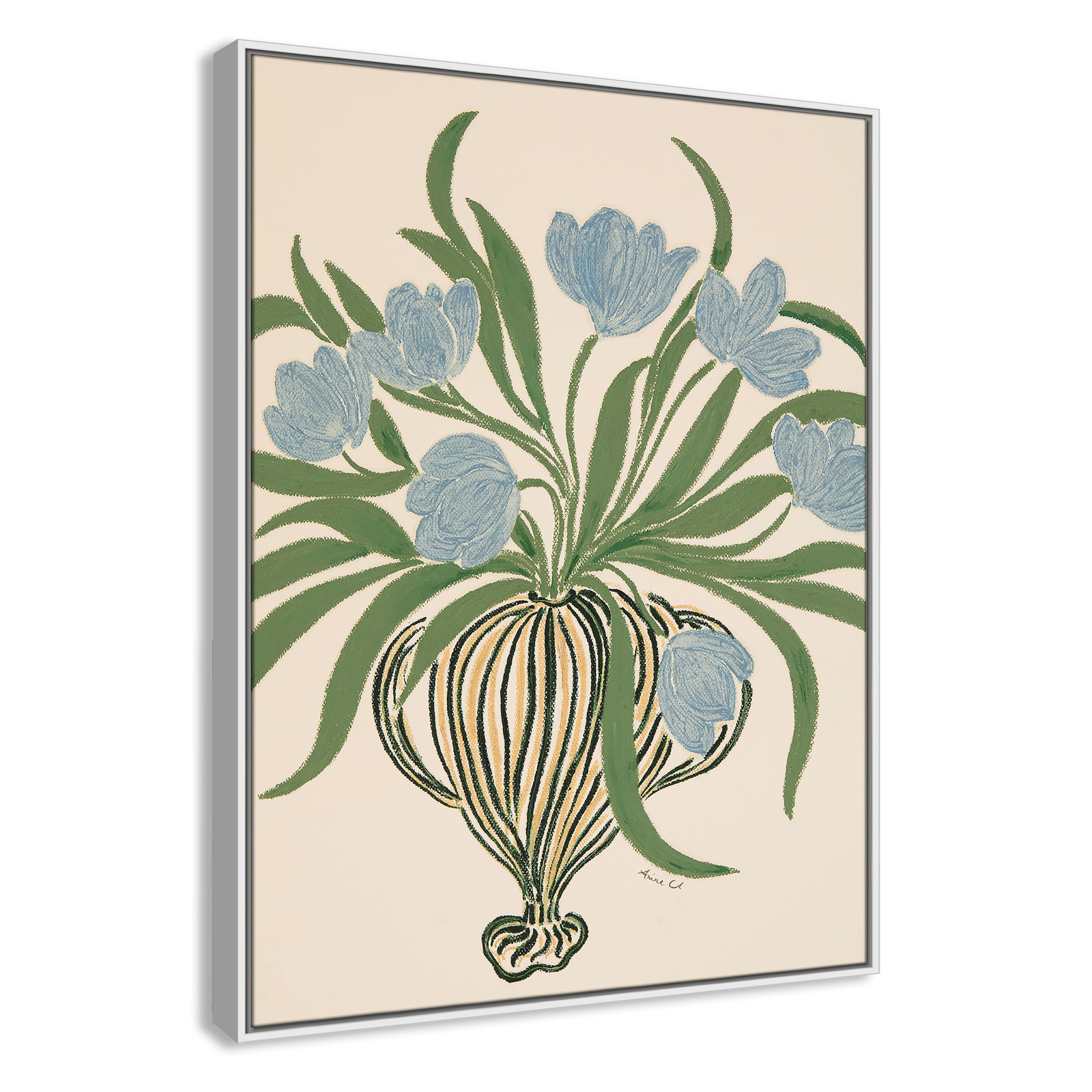 Colette "La Poire Blue Tulips" Print, 41.5" H x 31.5" W, White