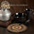 Jute / Sisal Agate Ceramic Jute Leather Crystal Circle Round 1 Piece Trivet Set