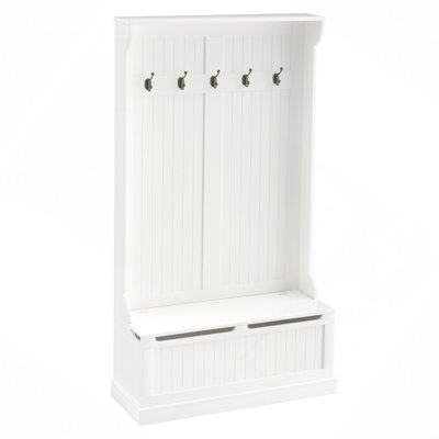 38" 3-In-1 Entryway Hall Tree With Storage Bench, Coat Rack With Four Hooks And Shoe Storage