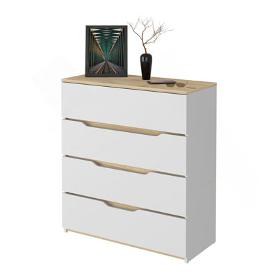 Commode California, quatre tiroirs spacieux, plateau supérieur