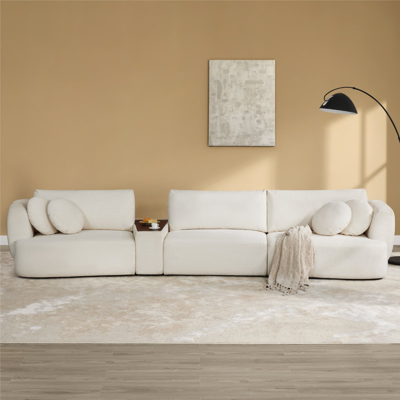 Aneika 159''W 4-Piece Curved Modular Oversized Sectional, Beige