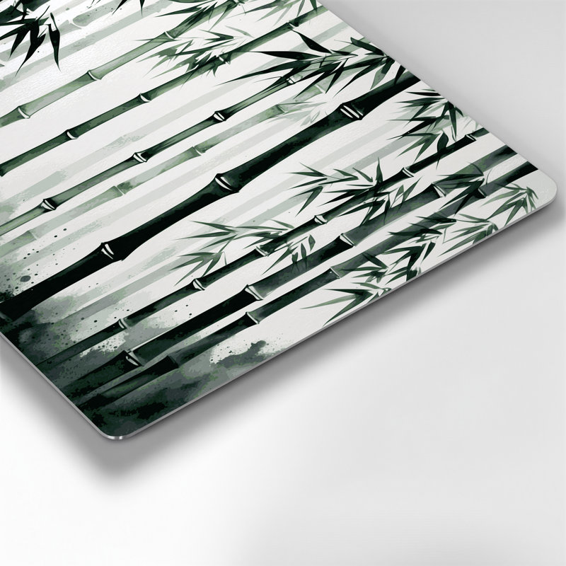 Art mural en métal botanique vert bambou, H 144 po x l 216 po x P 0,05 po