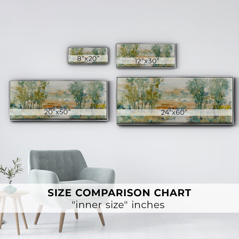 "Trees On The Creek II", reproduction d'art sur toile, H 20 po x l 50 po x P 1,5 po, Argent