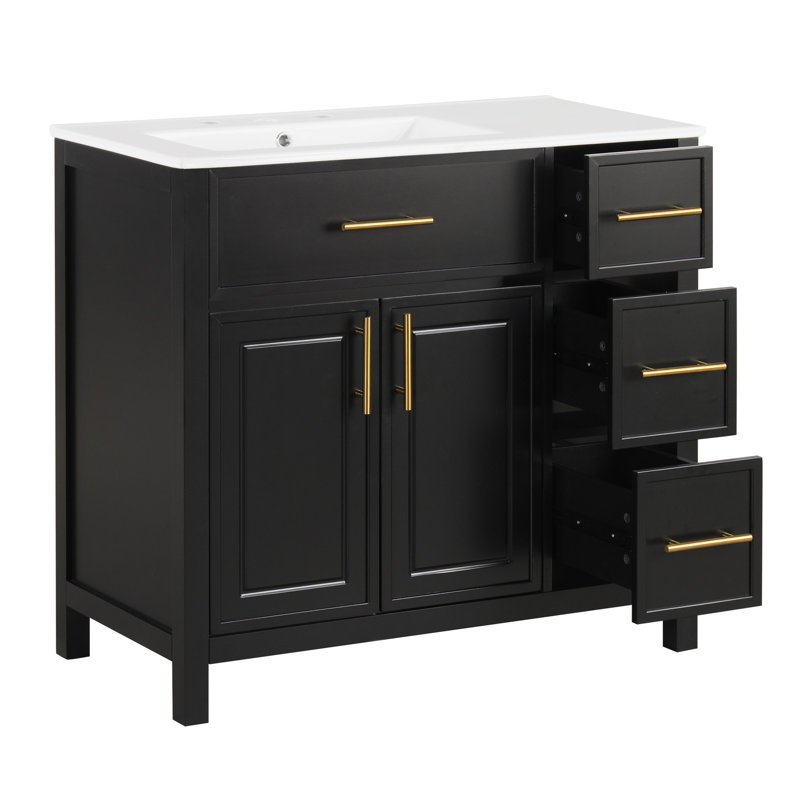 Meuble-lavabo 36 po avec comptoir d'évier, Noir