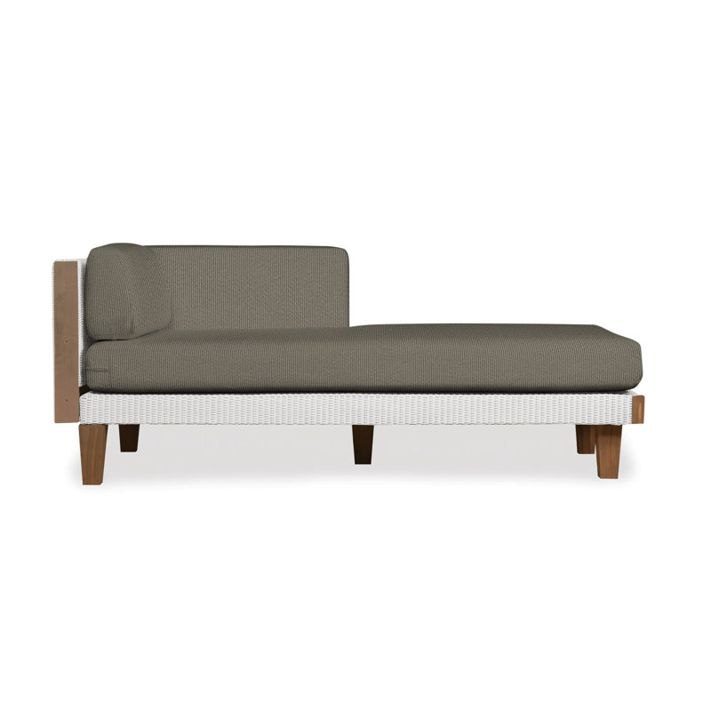 Catalina Outdoor Teak Chaise Lounge, Sailcloth Seagull, White