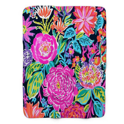 Vibrant pétales sur fond noir - couverture Sherpa de qualité supérieure 1 pièce