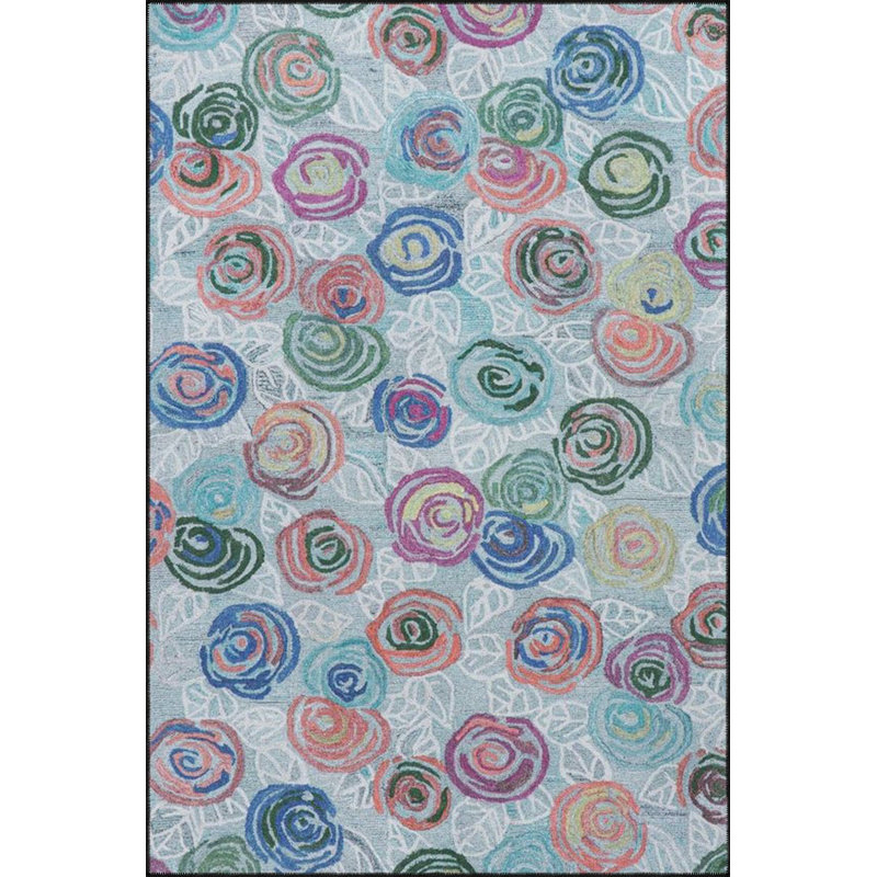 Tapis bleu lavable à motif floral, Tapis de couloir 3 pi 3 po x 6 pi 7 po inclus