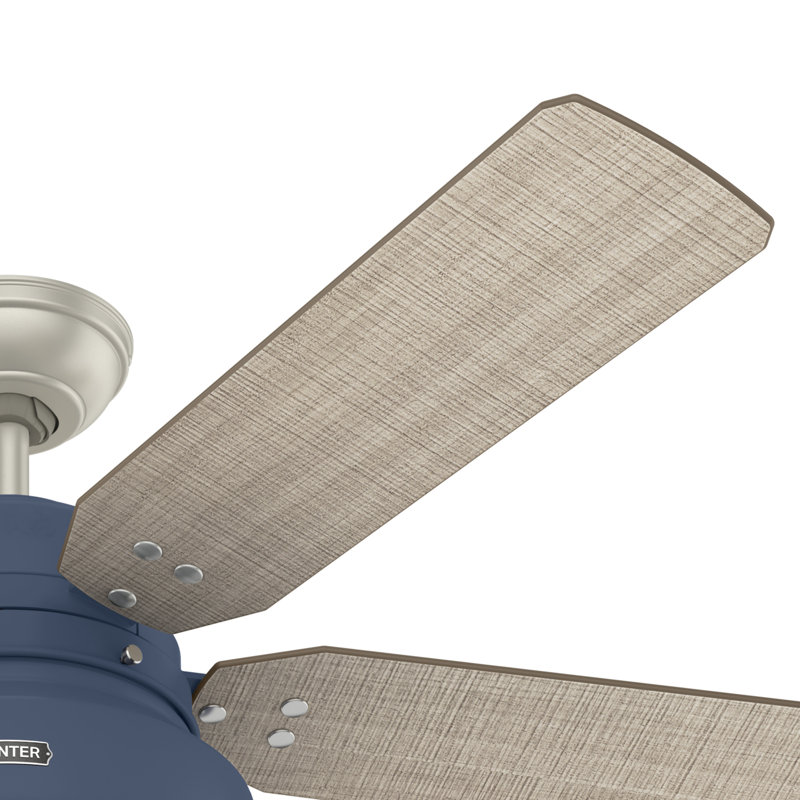 52" Mill Valley 5 - Blade Outdoor Standard Ceiling Fan with Pull Chain and Light Kit Included, Indigo Blue