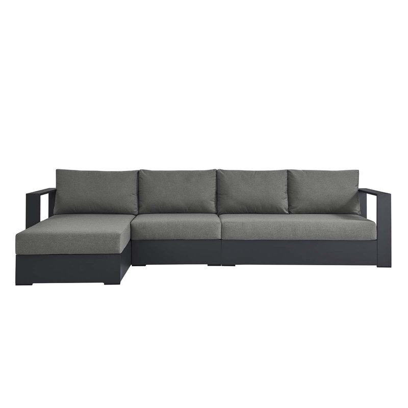 Ensemble de canapé modulaire d'extérieur 3 pièces Modway Tahoe, Accoudoir à gauche (vu de face), Gris anthracite