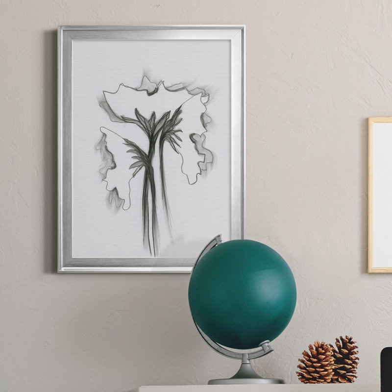 Windswept Poppy I - reproduction d'art sur toile, H 18,5 po x l 24,5 po x P 1,5 po, Toile avec cadre argenté