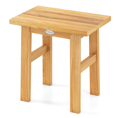 18" Teak Shower Bench Waterproof Spa Bath Stool for Shaving Legs for Bathroom
