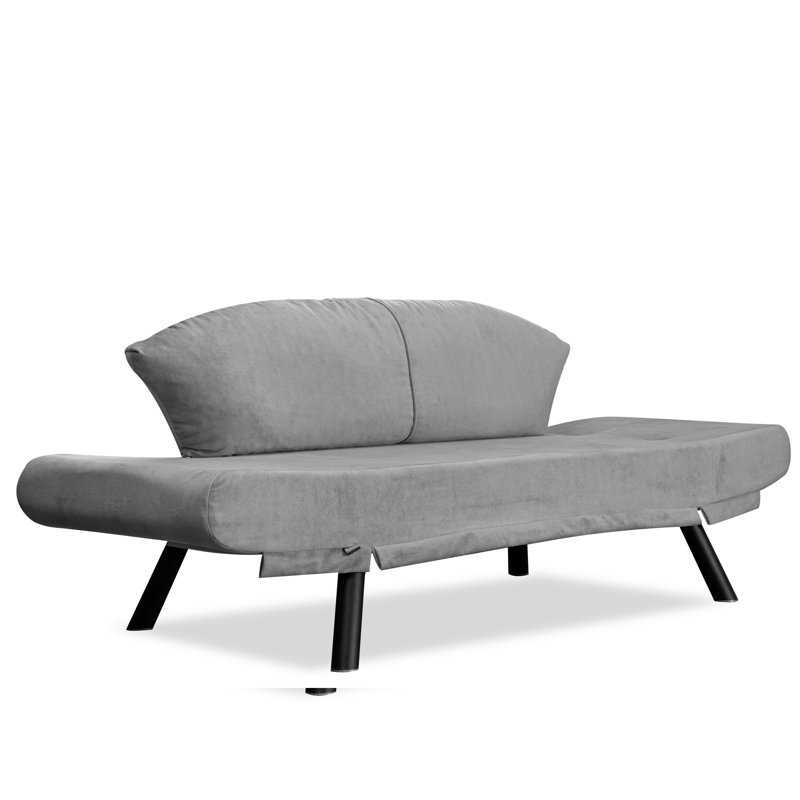 Stylish 2-Seat Sofa-Bed, Grey Fabric, 69.7 x 34.3 x 29.5 inches | 100% Metal Frame, Scratch-Resistant Powder Coating | Easy Clean Soft Fabric, Multi-Position Arms, High DNS Foam Filling, Max Weight 440 lbs